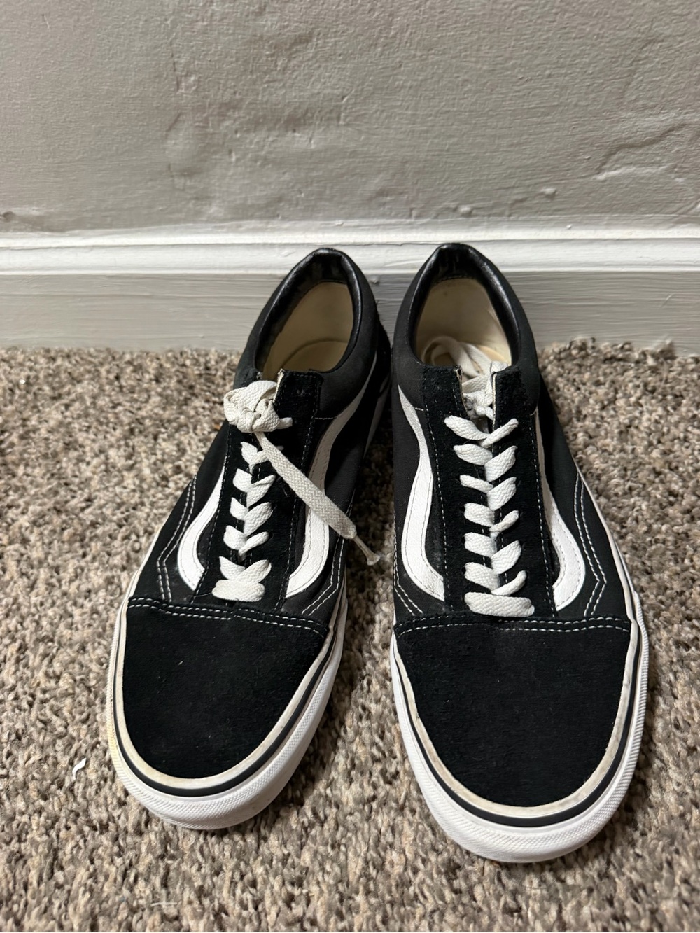 Vans Black and White Old Skool Low-Top Skate Sneakers